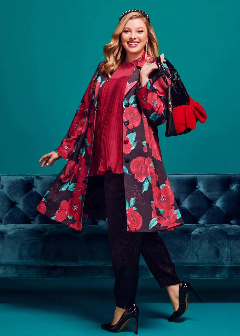 Poppy Satin Evening Coat
