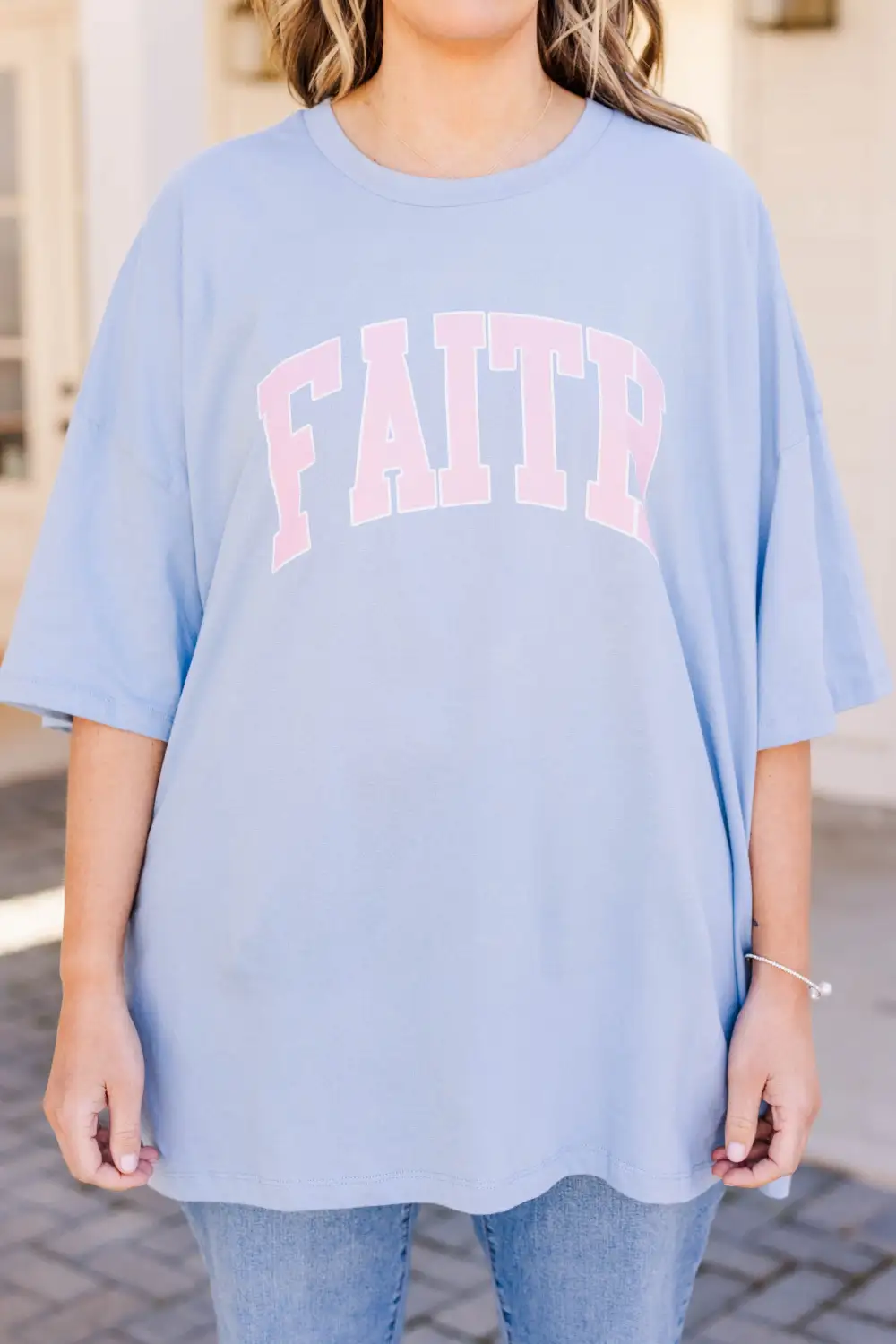 Full Of Faith Boyfriend Tee, Ash Blue