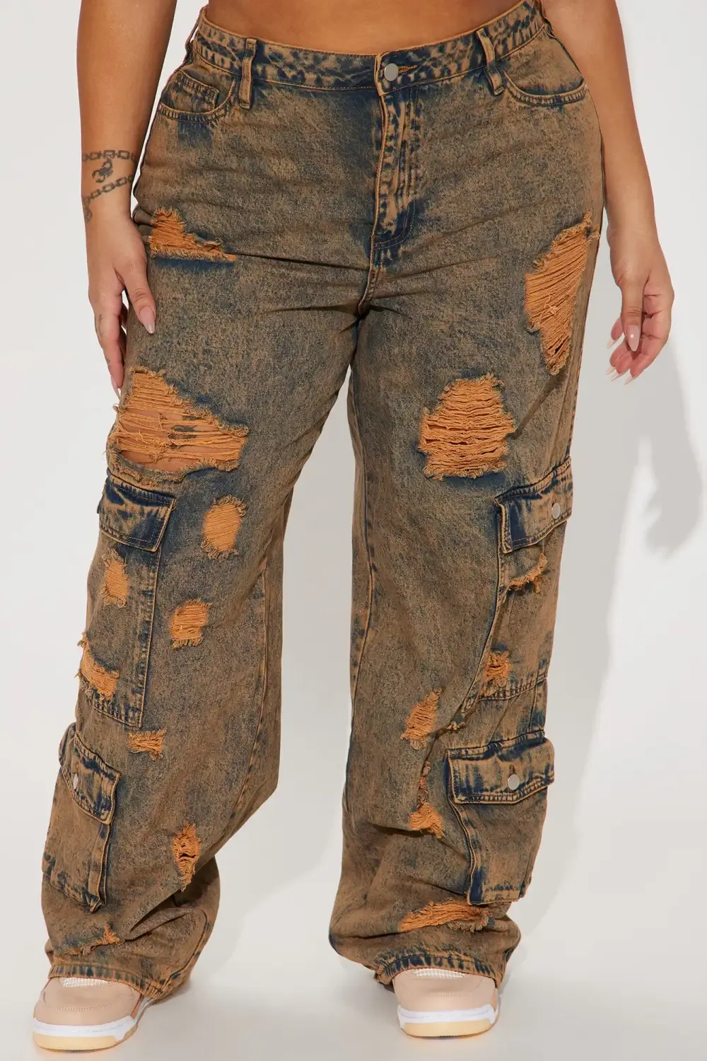 Riley Ripped Baggy Cargo Jean - Copper