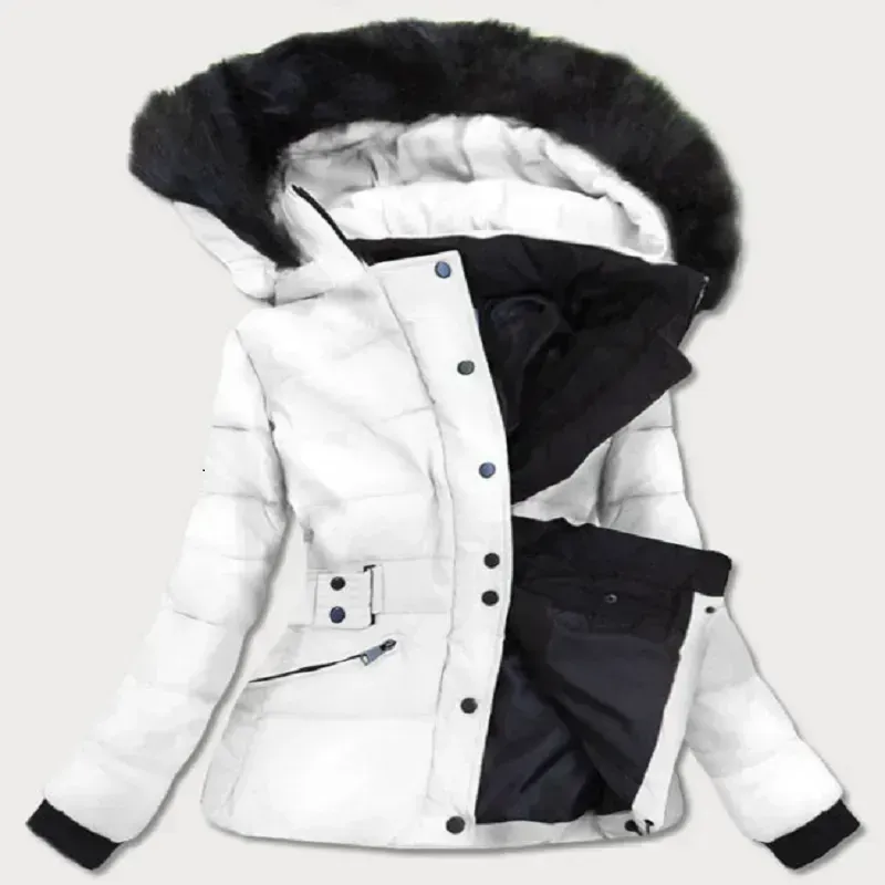 WOMEN'S SHORT WINTER HOODED JACKET WHITE
