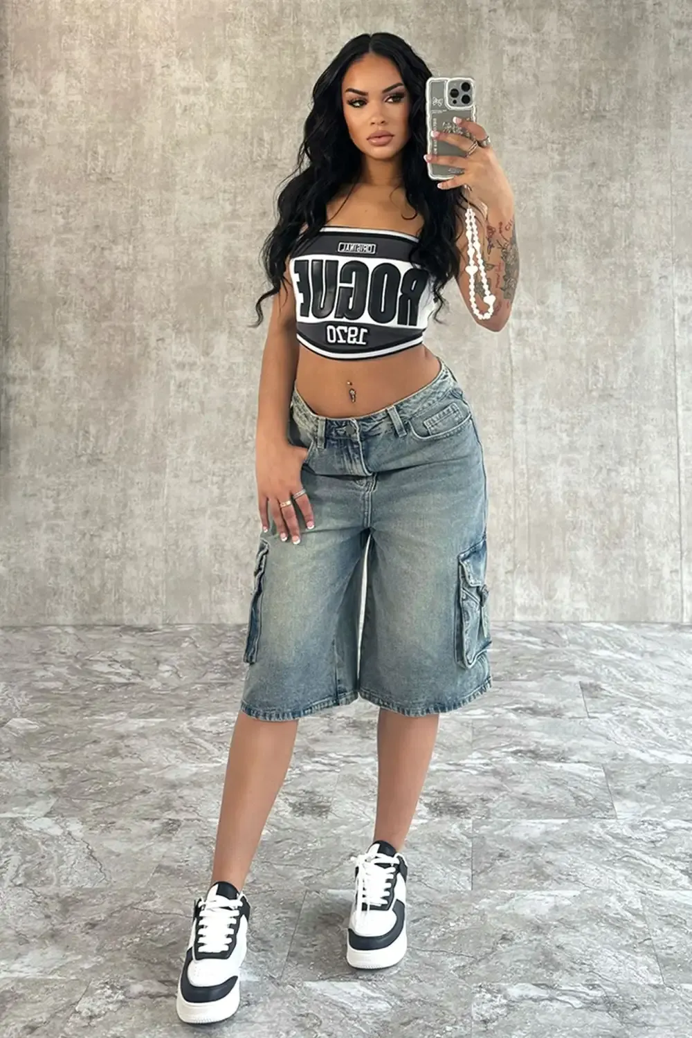 Mellow Out Vintage Cargo Denim Shorts