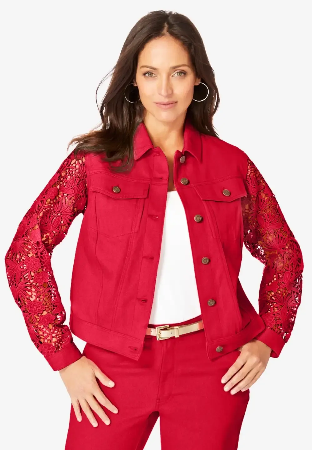 Lace Sleeve Denim Jacket