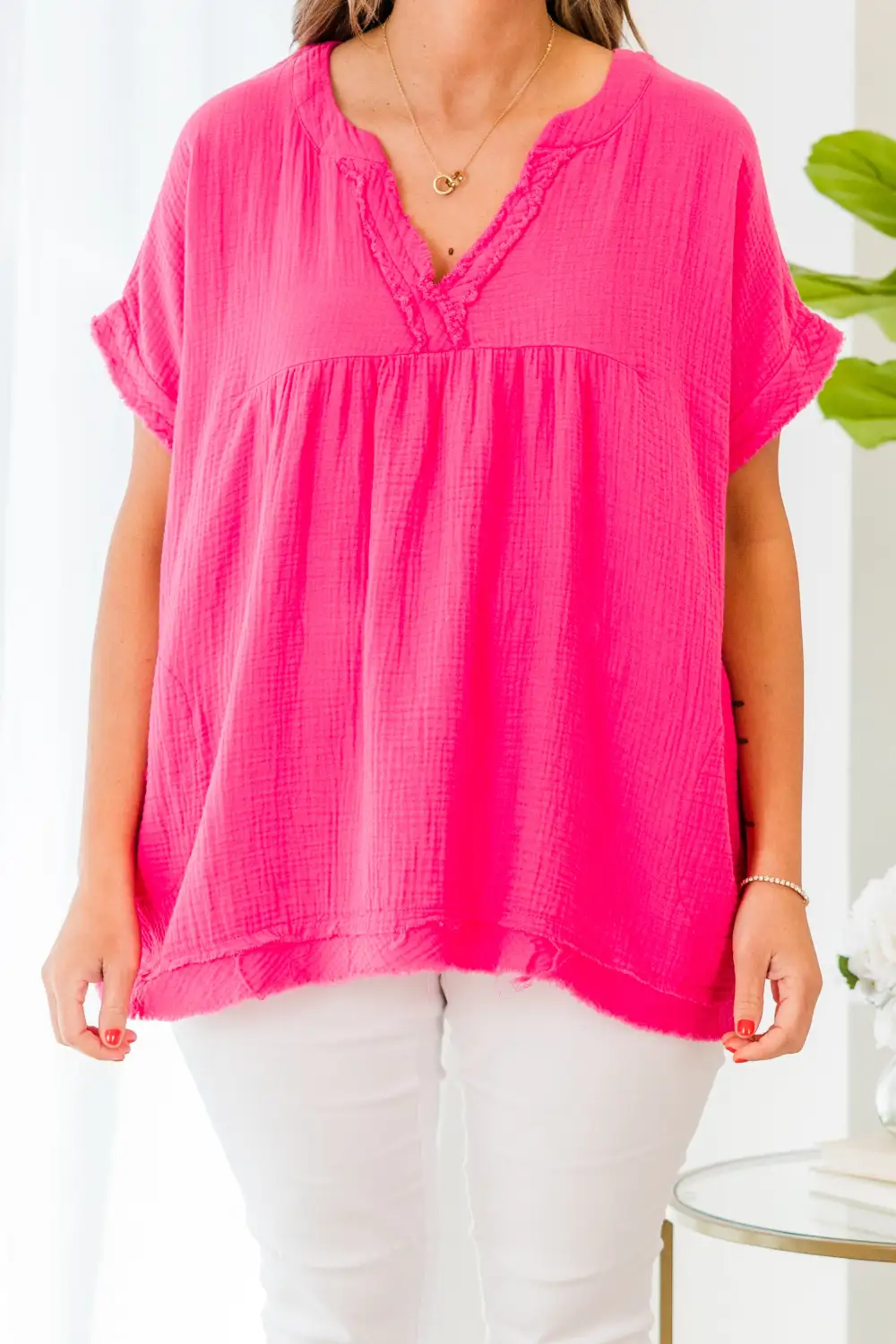 Don't Keep Me Away Top, Hot Pink