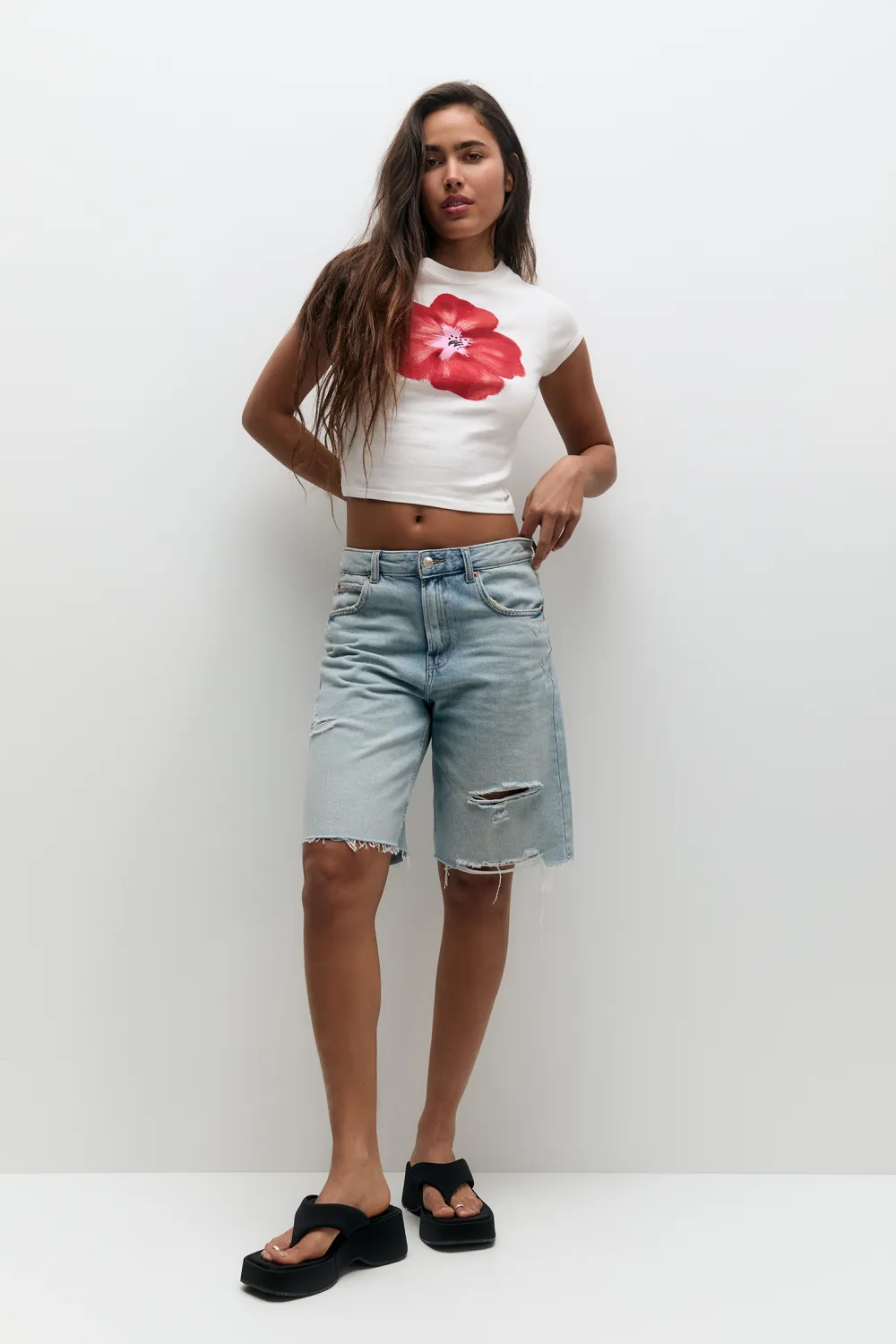 Camiseta manga corta flor
