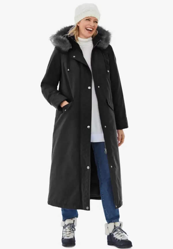Long Hooded DTM Faux Down Parka Coat