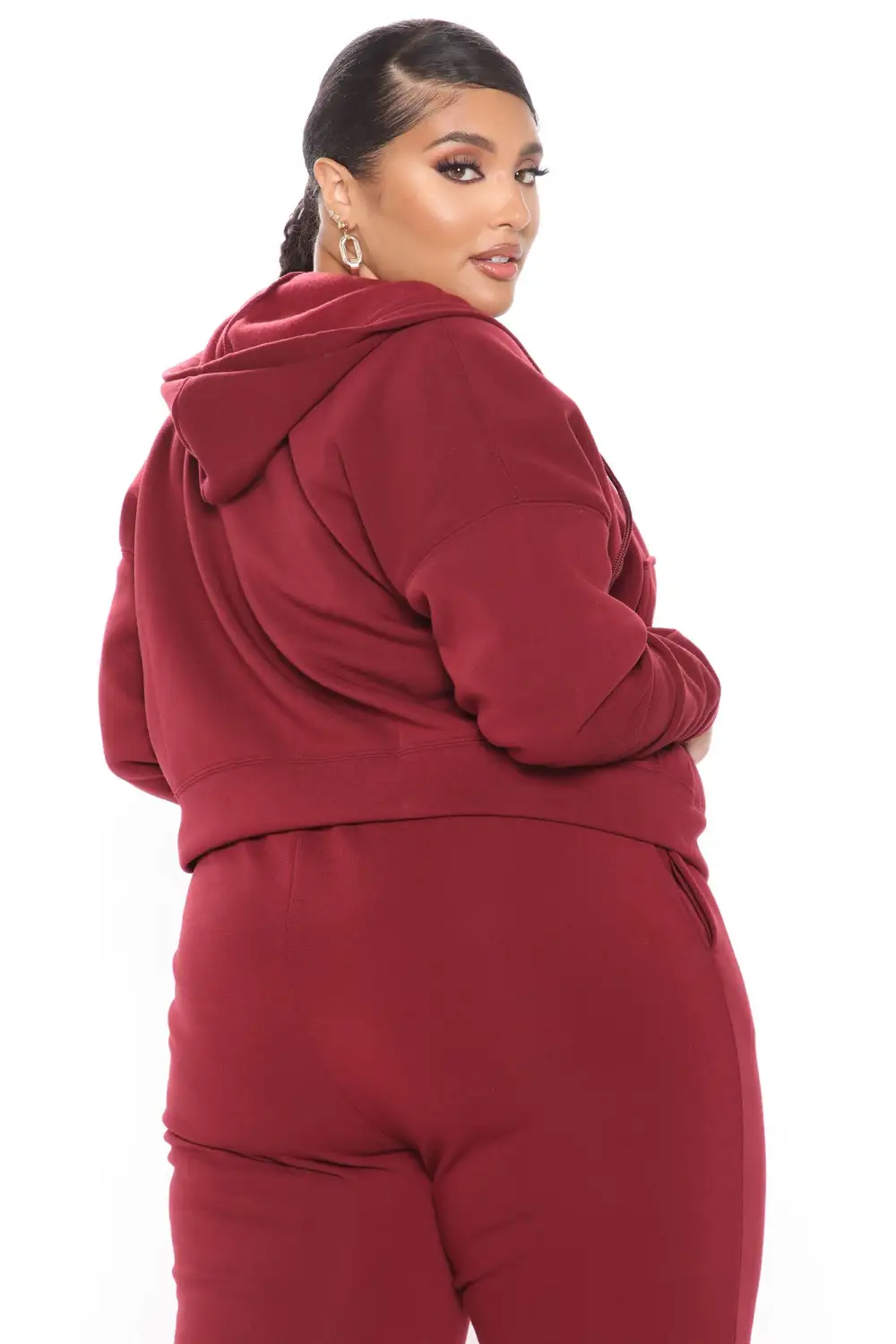 I Got This Zip Up Jacket And Jogger Set - Burgundy