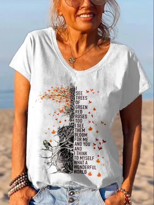 I See Trees Of Green Printed Hippie Women's T-shirt