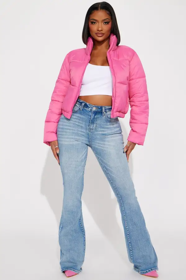 Name Your Game Puffer Coat - Pink