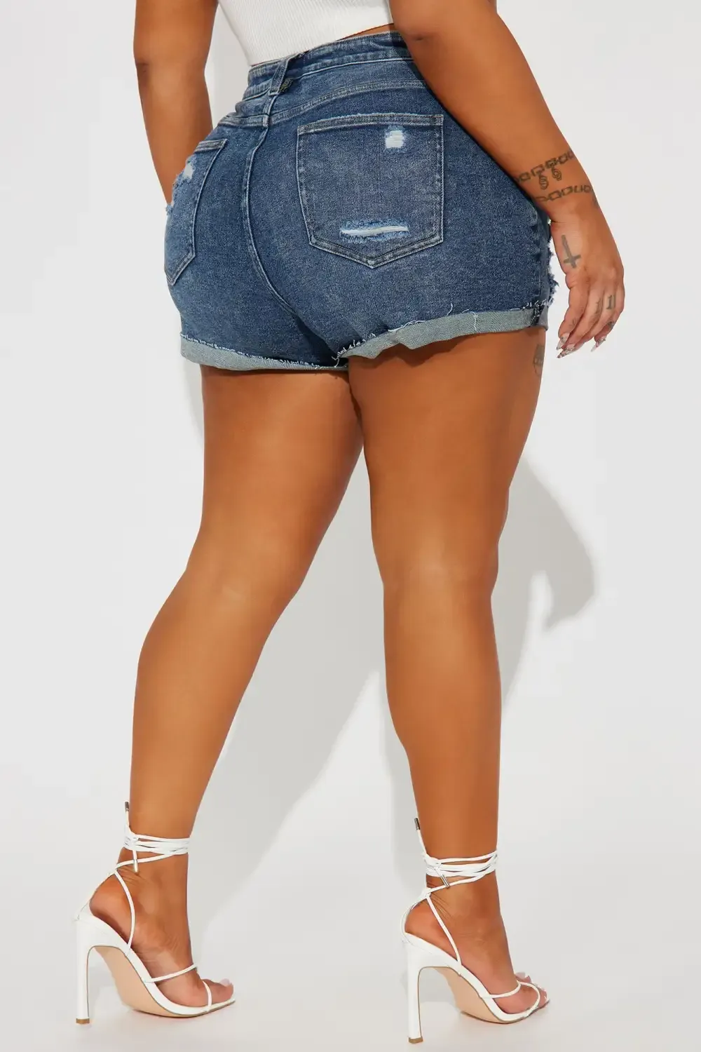 Quiet Quitter Cuffed Denim Shorts - Dark Wash