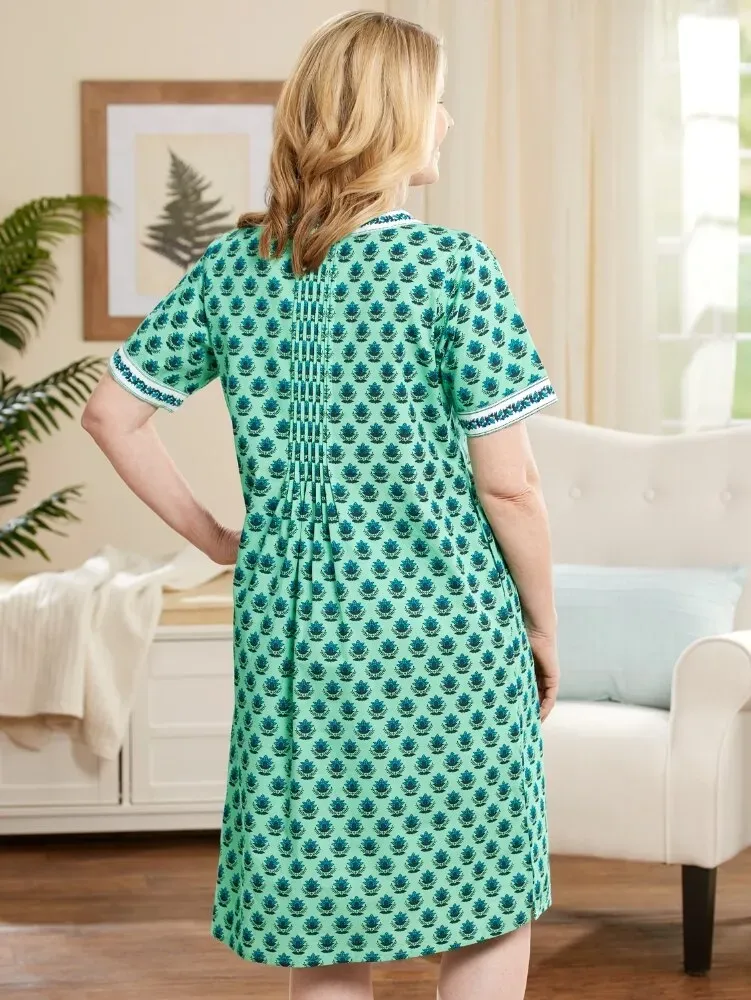 Ella Simone Indigo Dreams Lotus Print Nightgown
