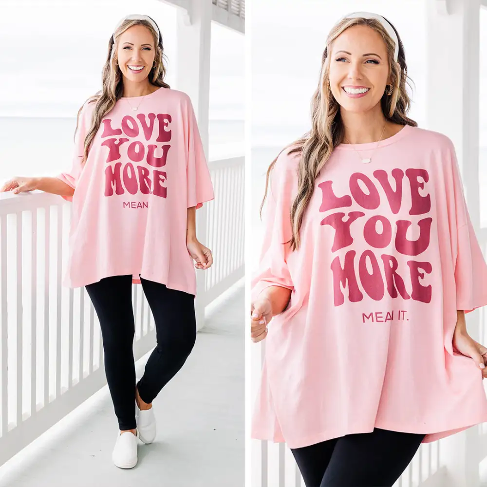 Love You Mean It Boyfriend Tee, Dark Pink