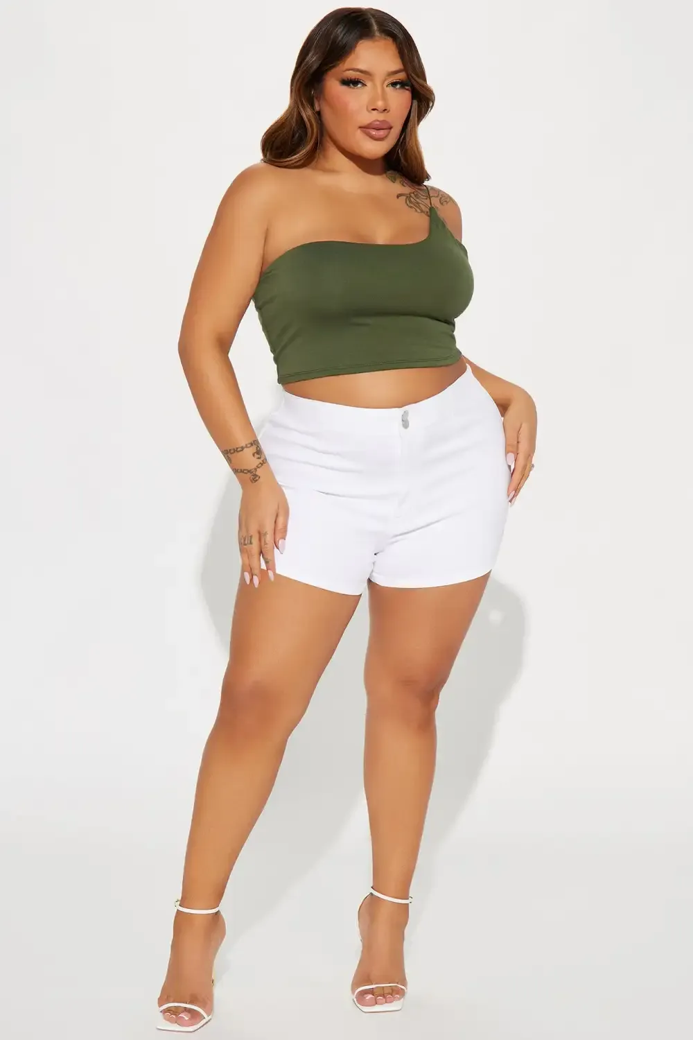 Just Like That Super Stretch Curvy Denim Shorts - White