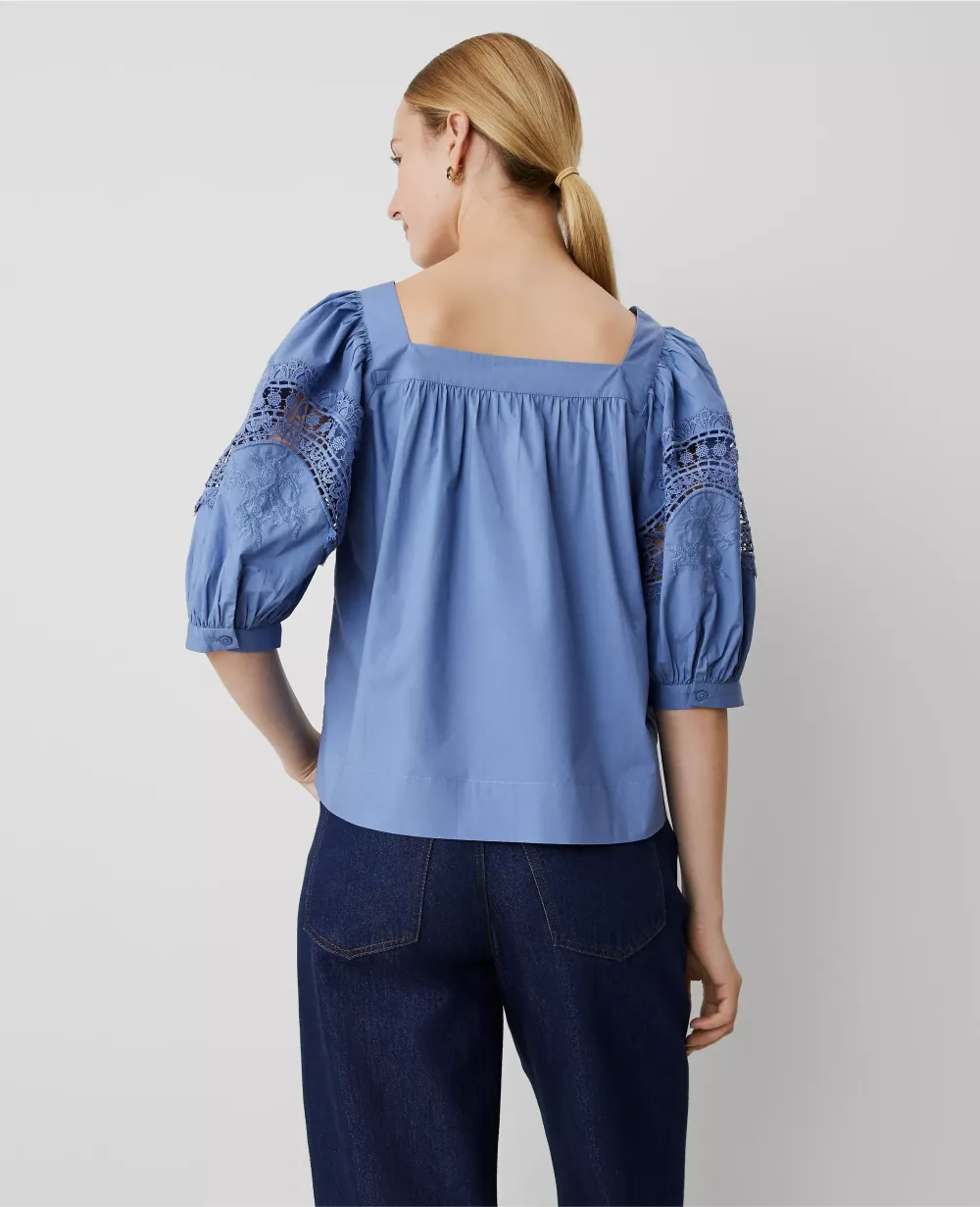 Eyelet Puff Sleeve Blouse