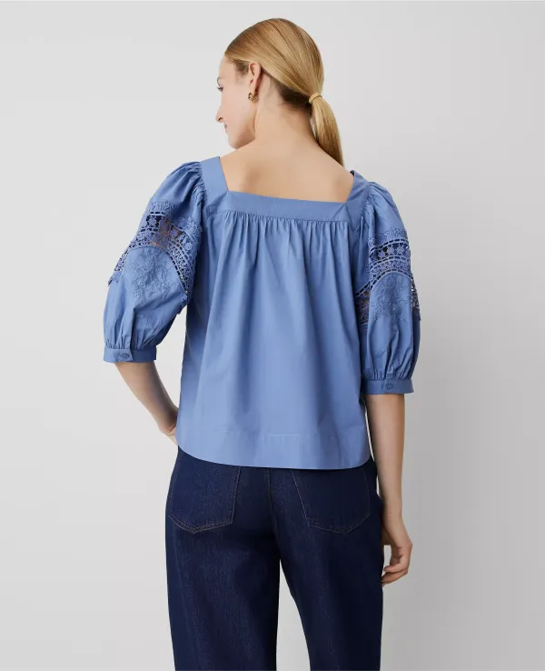Eyelet Puff Sleeve Blouse