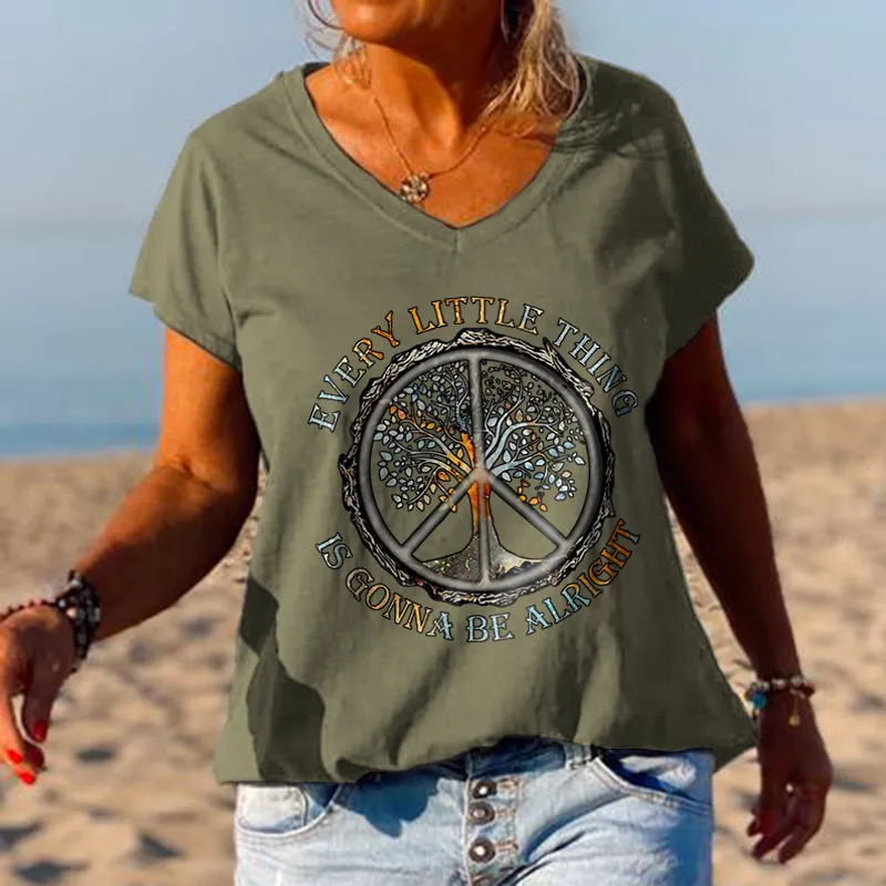 Every Little Thing Is Gonna Be Alright Women Hippie Tees
