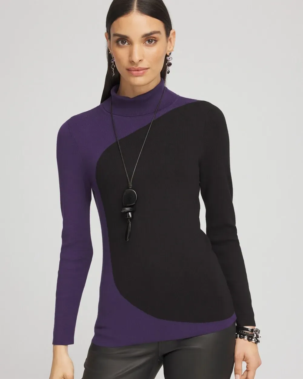 ECOVEROTM Colorblock Turtleneck Sweater