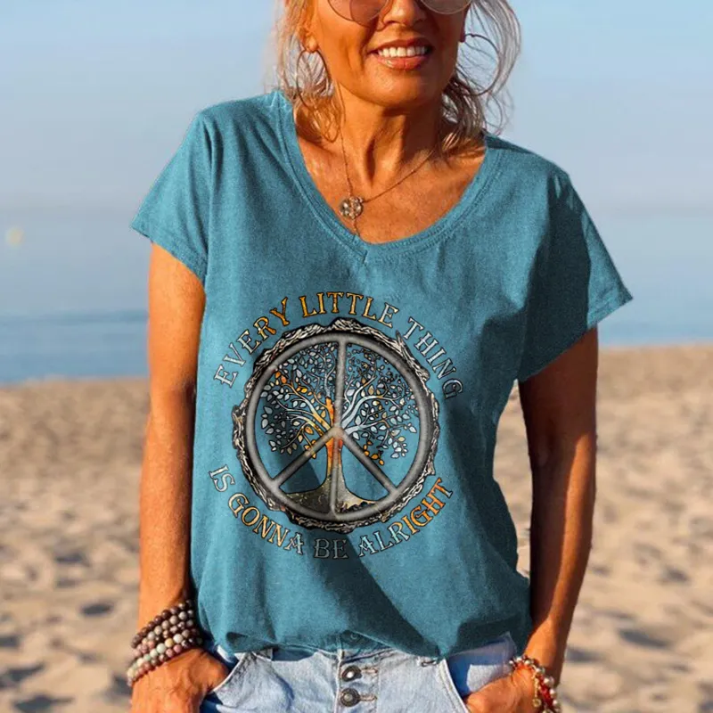 Every Little Thing Is Gonna Be Alright Women Hippie Tees