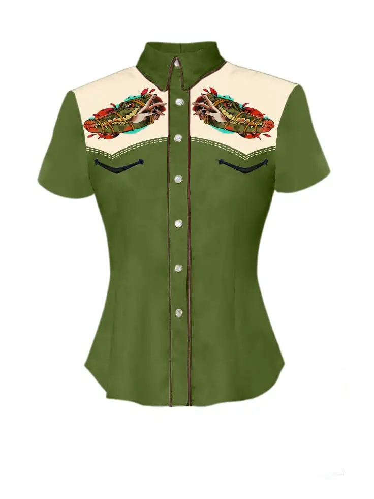 Women's Western Crocodile Print Shirt