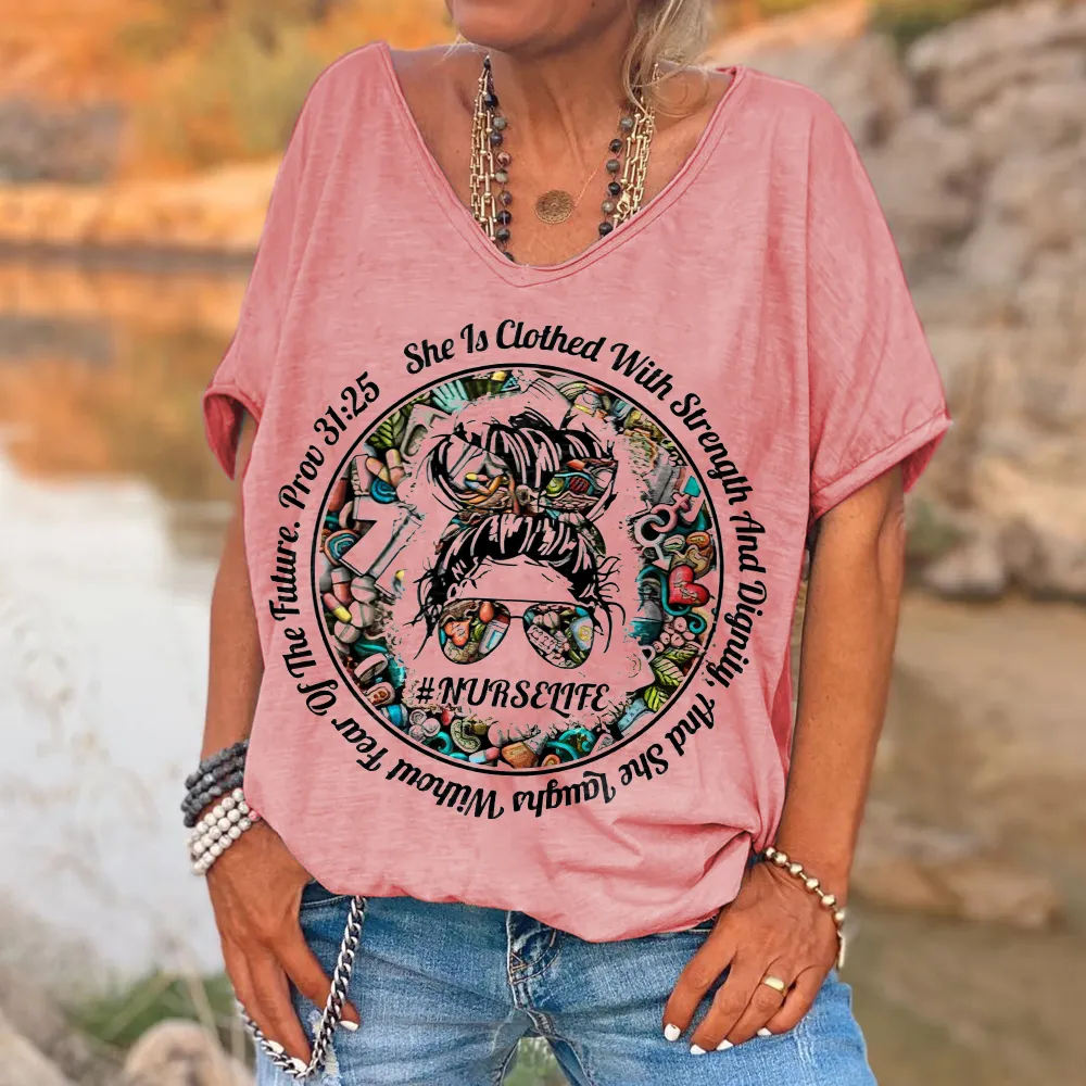 She Is Clothed With Strength And Dignity Printed Hippie Tees