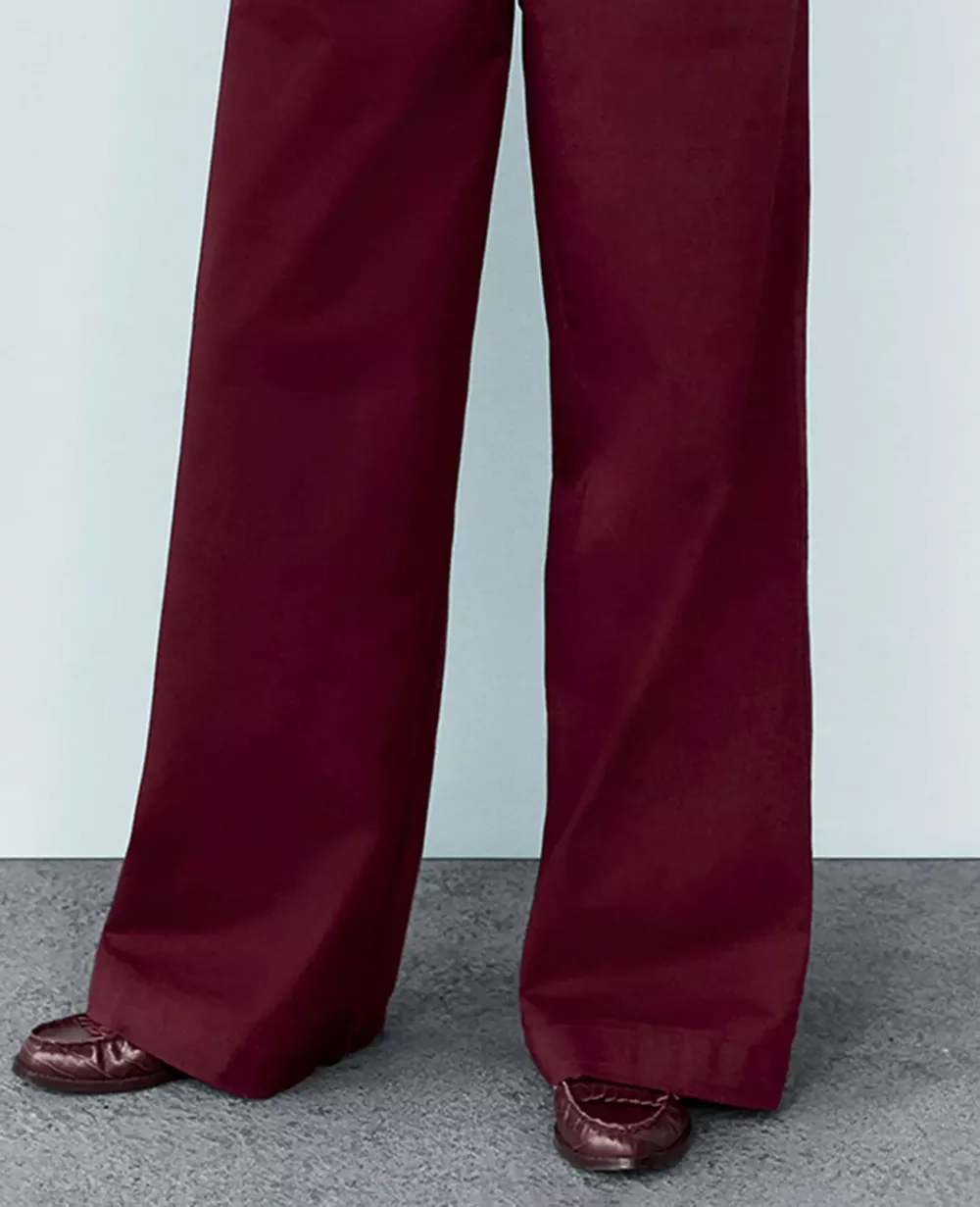 Topstitched Wide-Leg Pant
