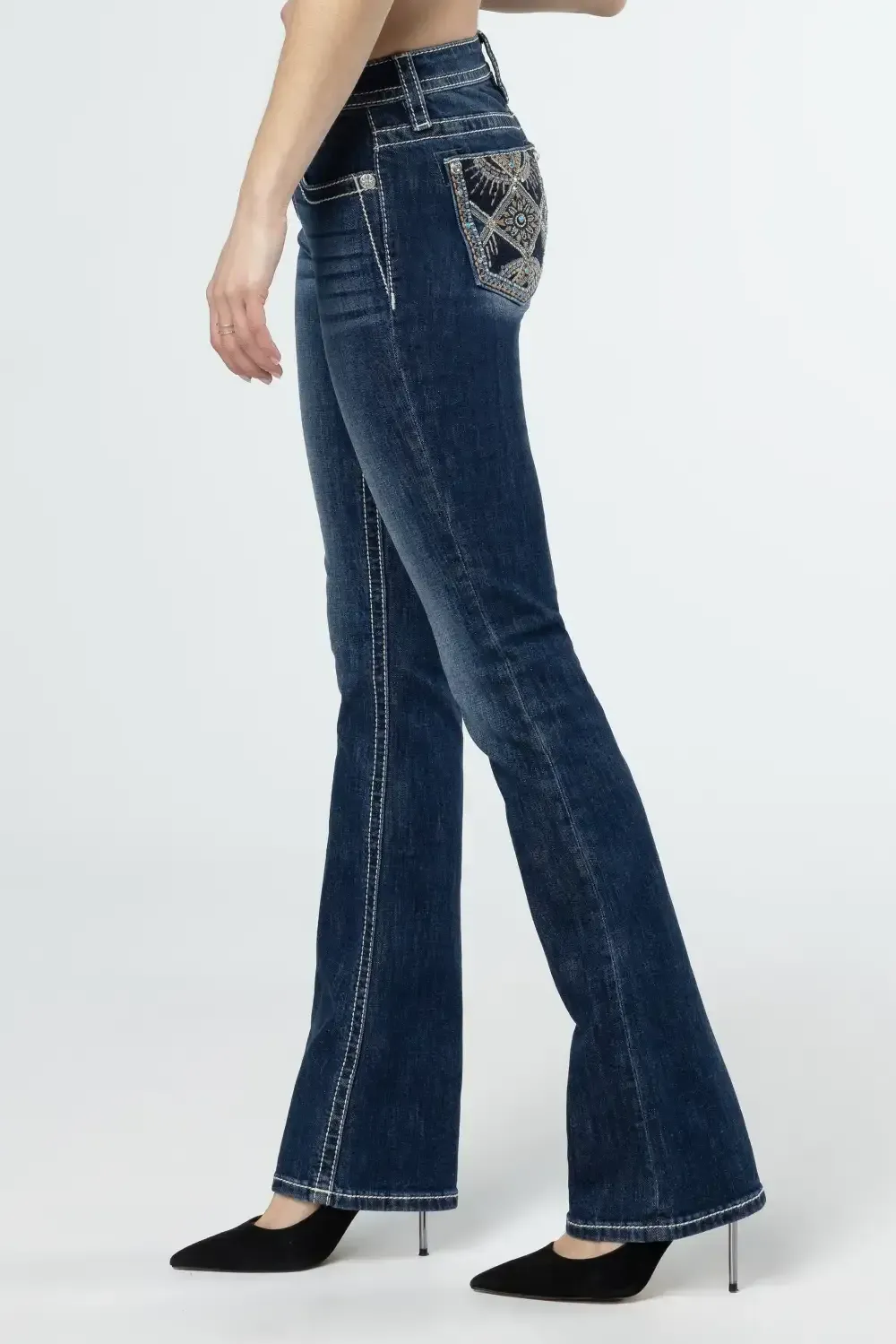Floral Scene Bootcut Jeans