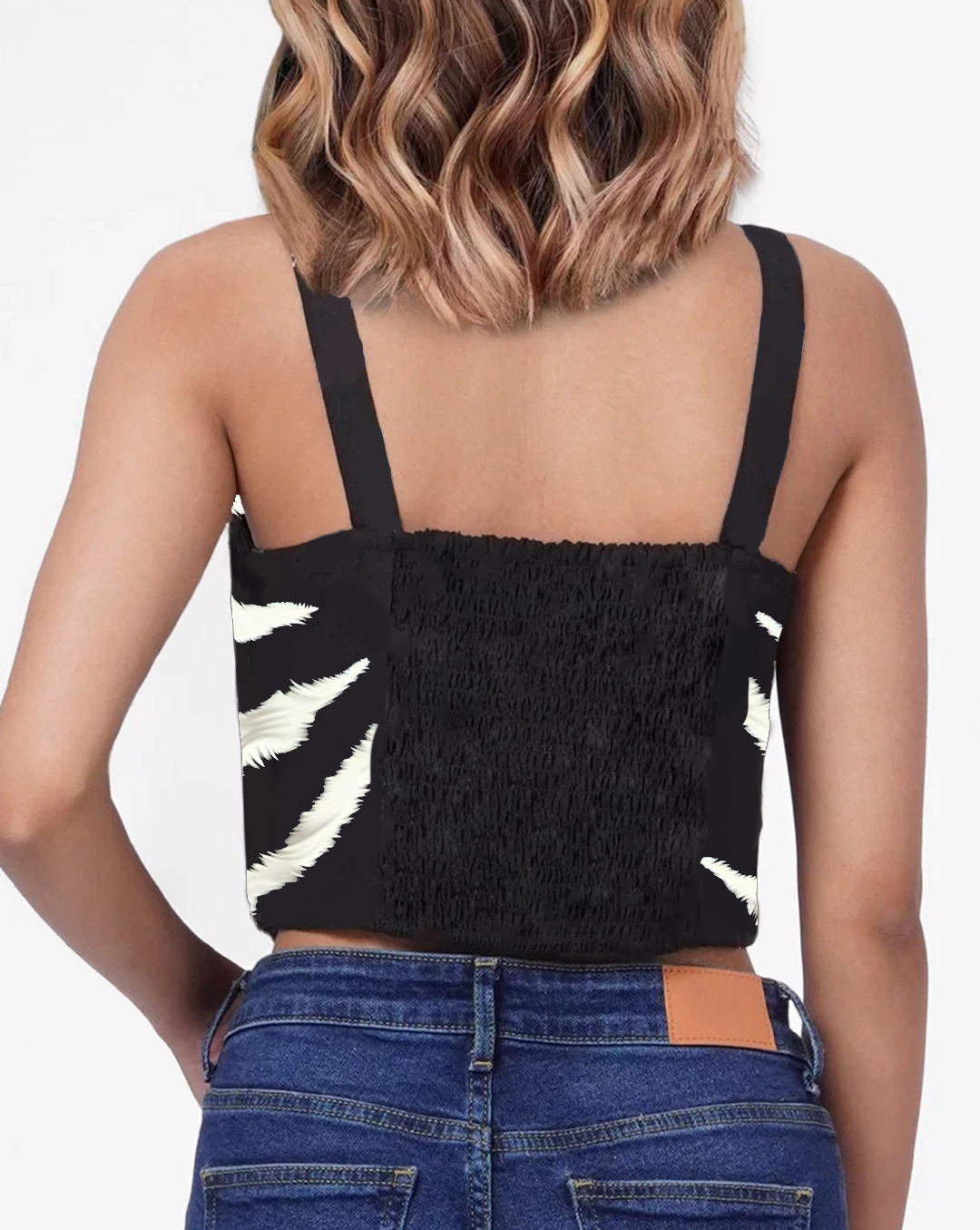 Black and White Zebra Print Buttoned Crop Top