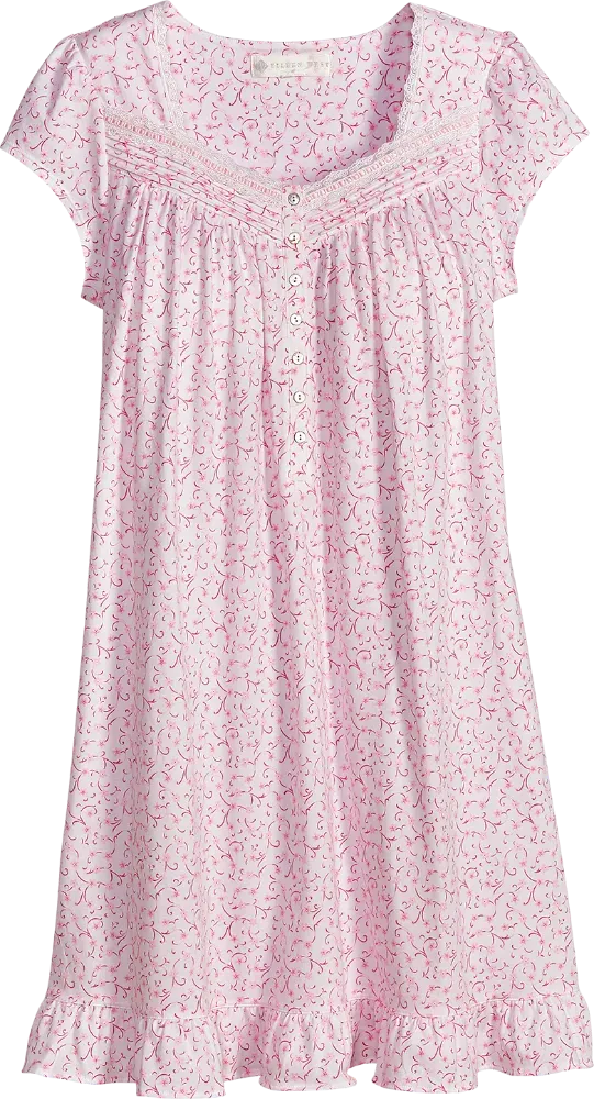 Eileen West Pink Scroll Cotton Short Nightgown