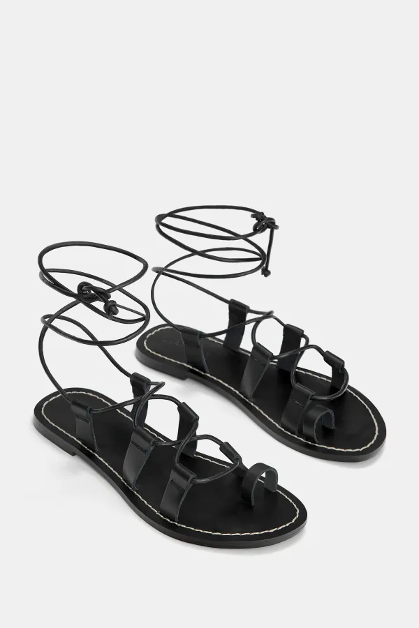 Sandalias planas piel lazada