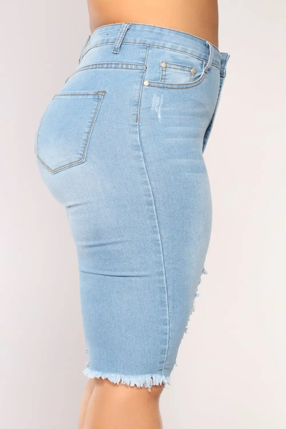 Kassidy Distressed Bermuda Shorts - Light Wash