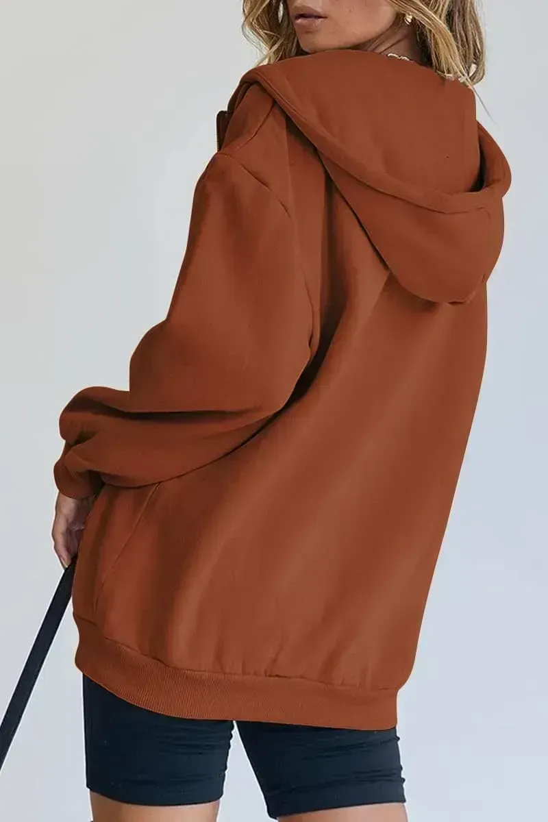 Women's Cute Hoodies Teen Girl Fall Jacket Oversized Sweatshirts Casual Drawstring Zip Up Y2K Hoodie with Pocket