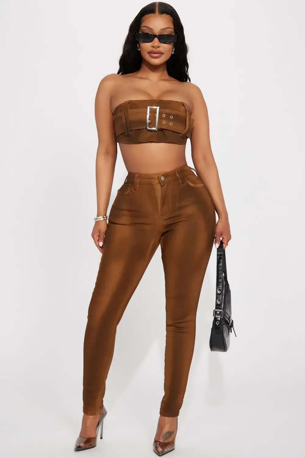 Main Priority Coated Skinny Jeans - Brown