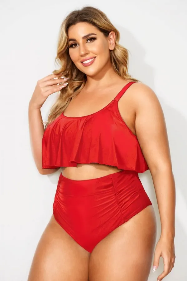 Black Sexy Scoop Neck High Waist Bikini Set