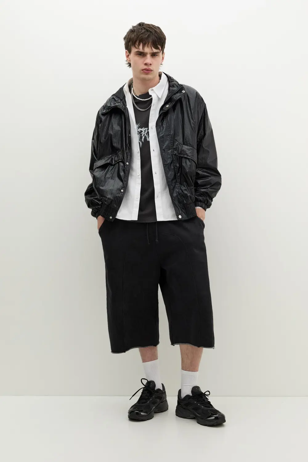 Frayed hem tracksuit Bermuda shorts