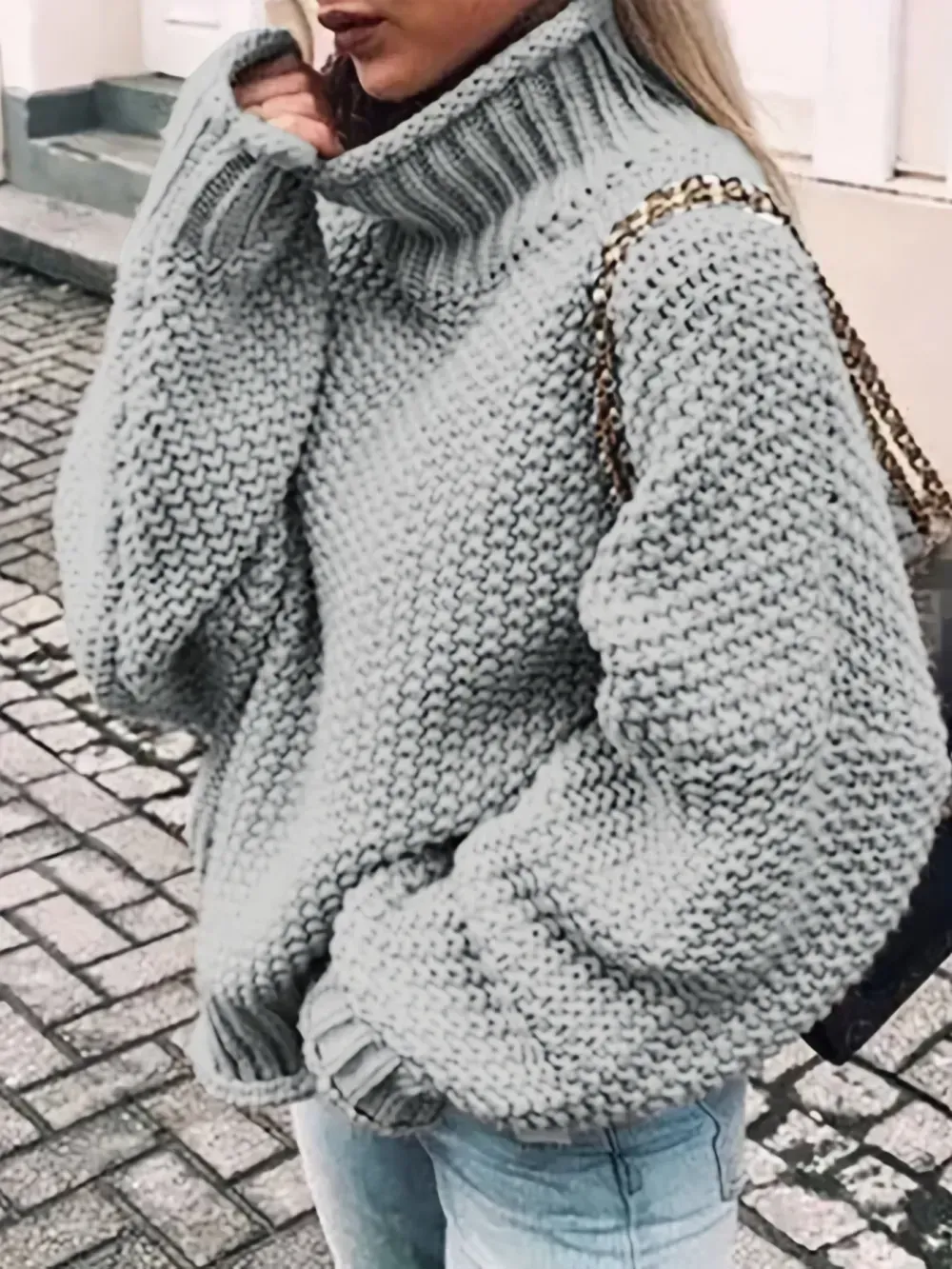 Solid Turtle Neck Pullover Sweater, Casual Long Sleeve Sweater For Fall & Winter, Women's Clothing
