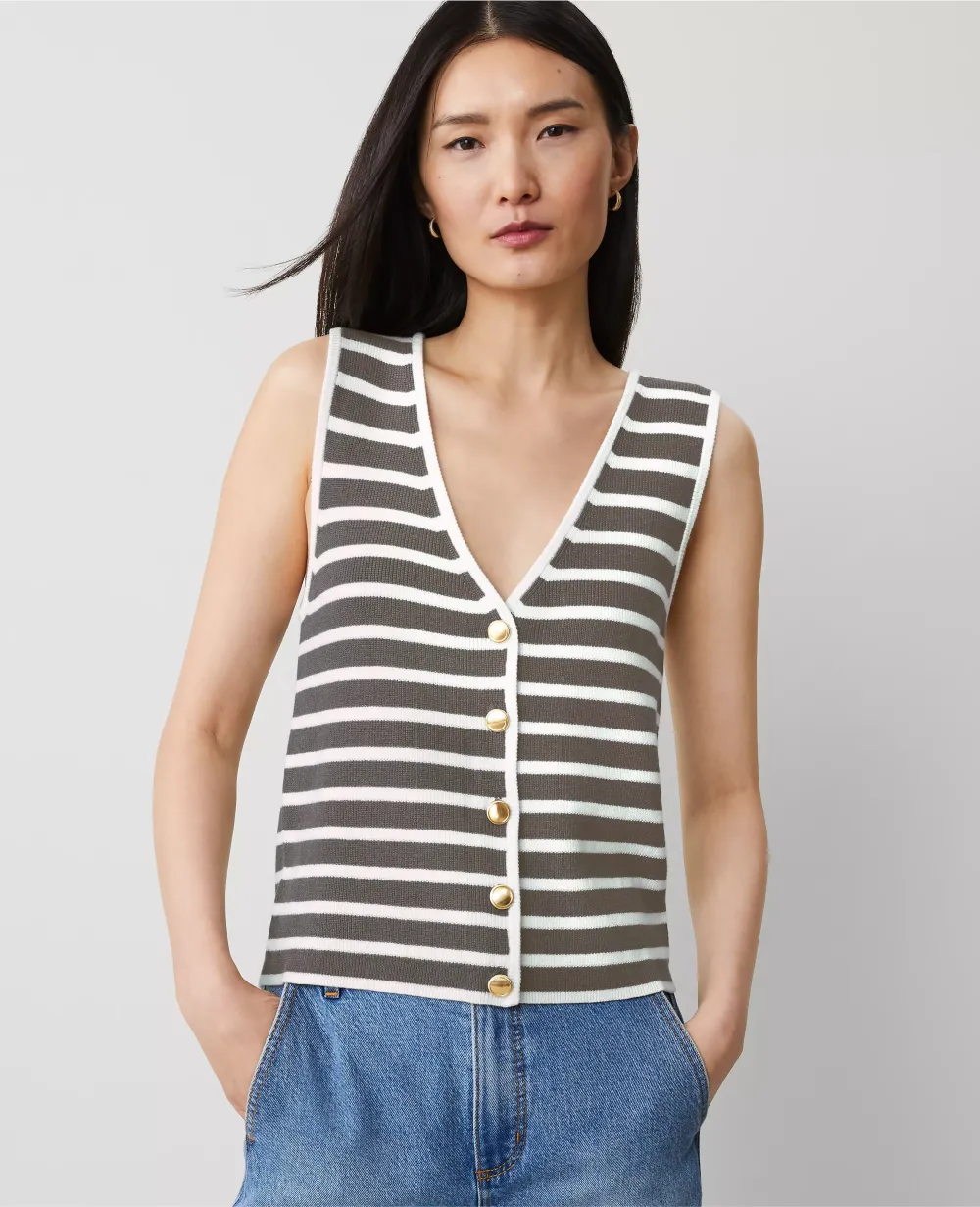 Striped Ribbed Sweater Vest
