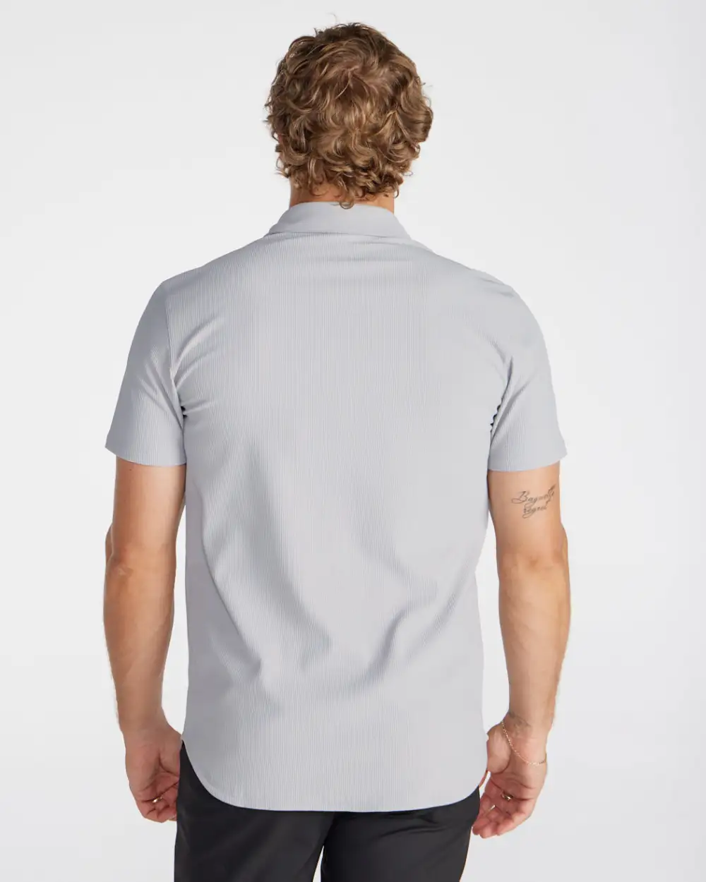Ribbed+ Short Sleeve Button Down