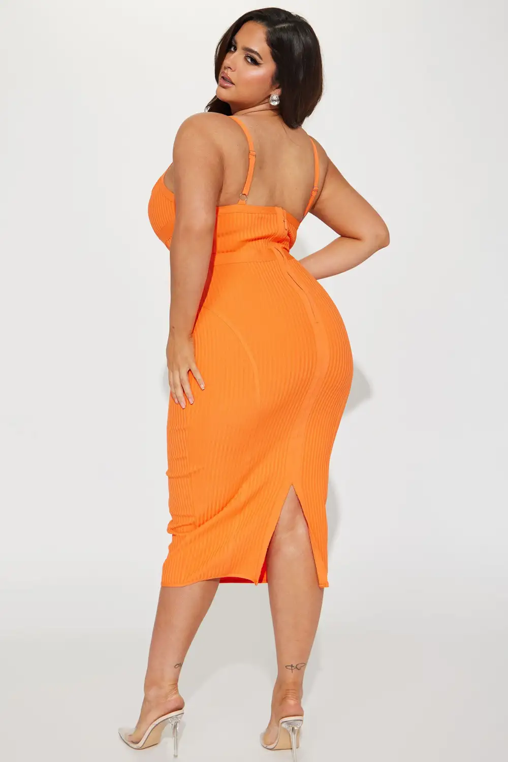 Misty Bandage Midi Dress - Orange