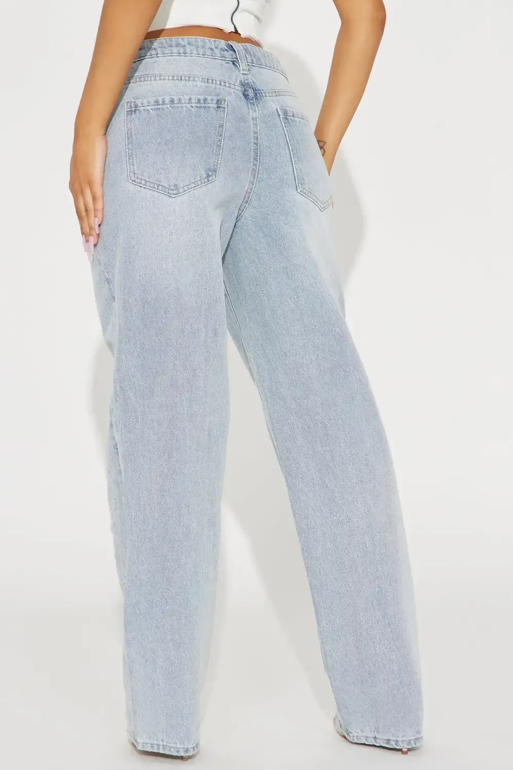 Penelope Non Stretch Straight Leg Jeans - Light Wash
