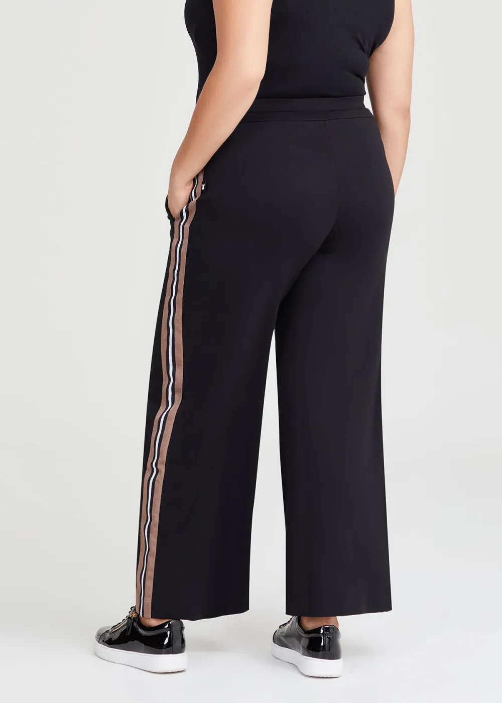 Ponte Stripe Wide Leg Pant