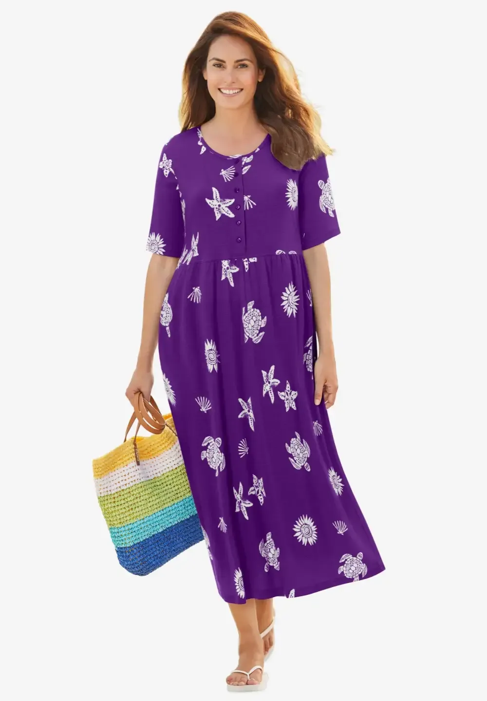 Stamped Empire Waist Dress
