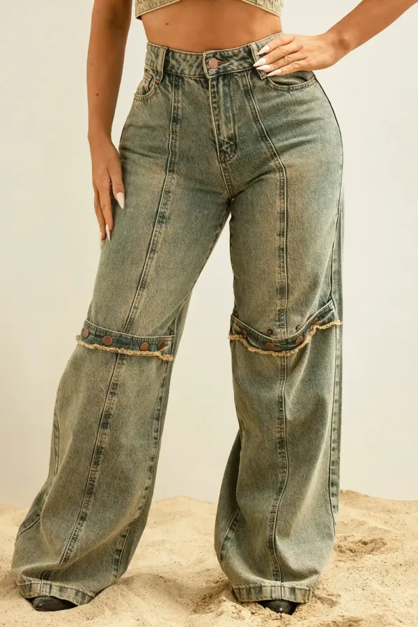 All Too Well Tinted Wide Leg Jeans - Vintage Wash