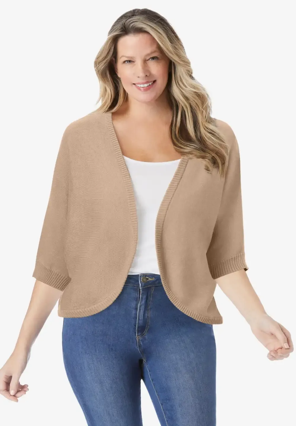 Rib Trim Cardigan Shrug
