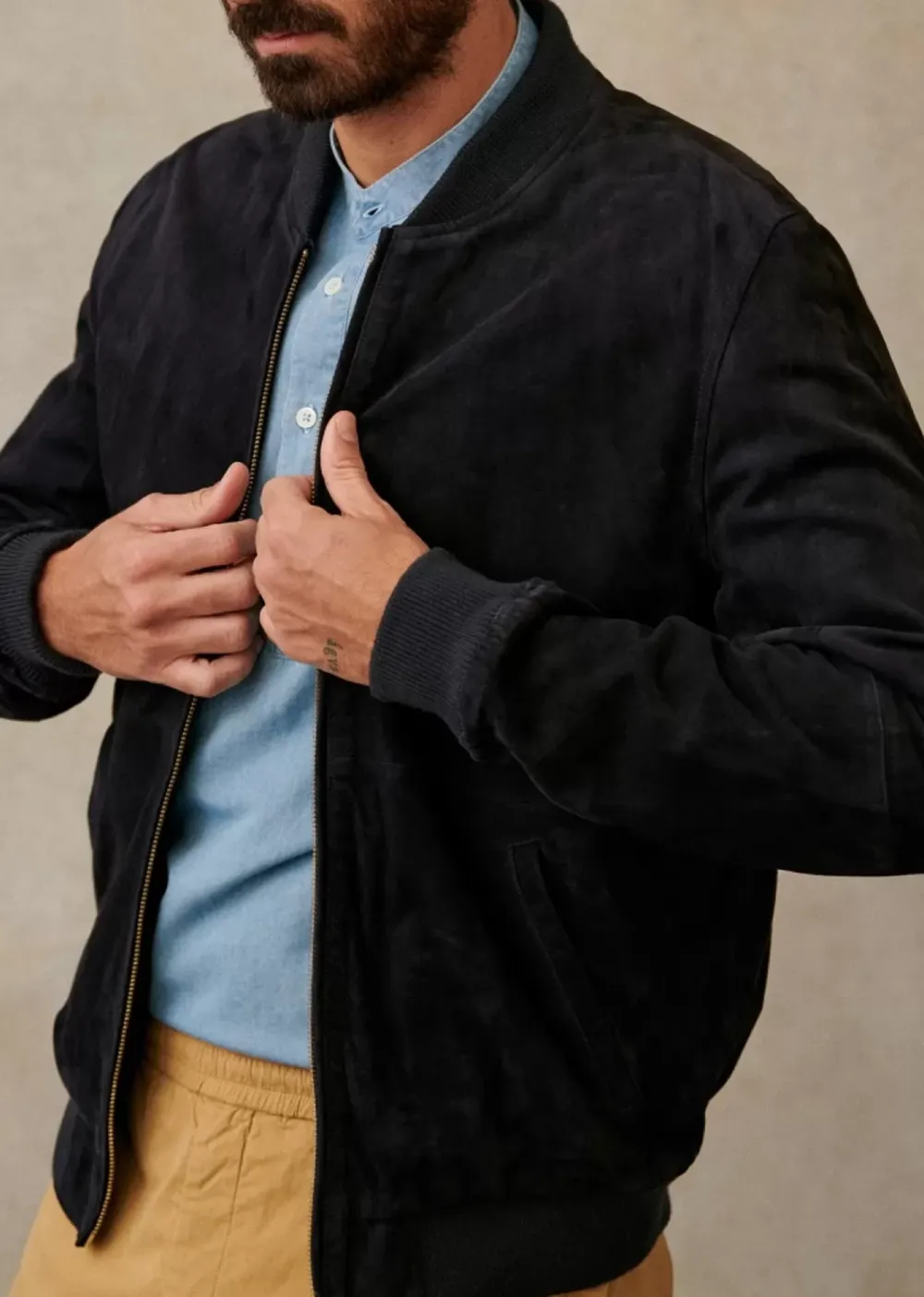 Suede Crew Neck Jackets