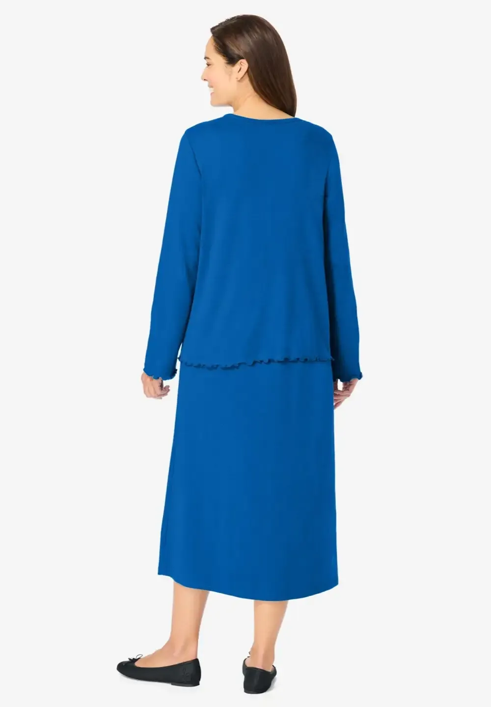 Lettuce Trim Knit Jacket Dress