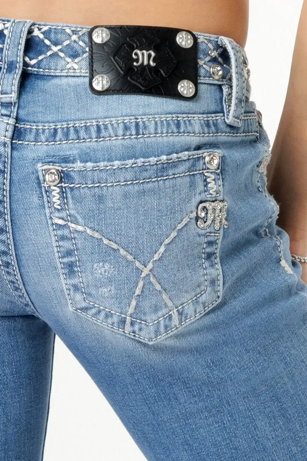 Stitched Belt Bootcut Jeans