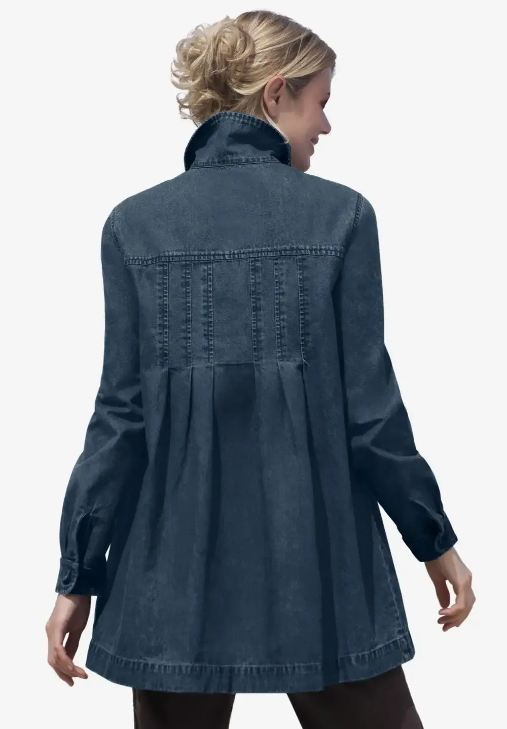 Pleat-Back Denim Jacket