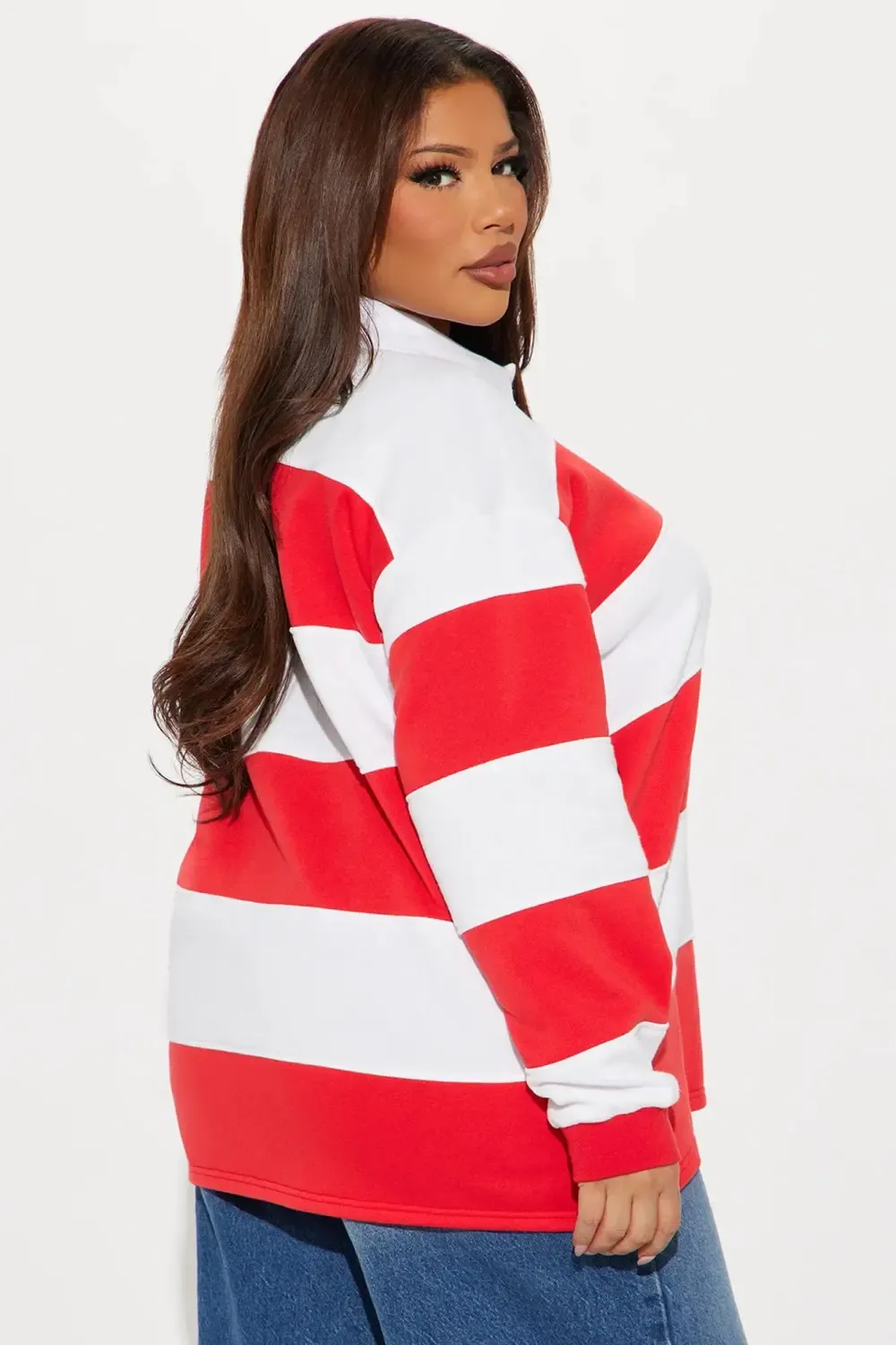 Katie Rugby Striped Polo - Red/combo