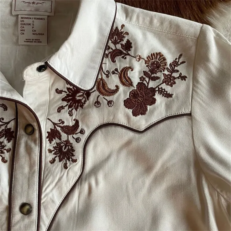 Vintage Western Paisley Floral Embroidered Blouse