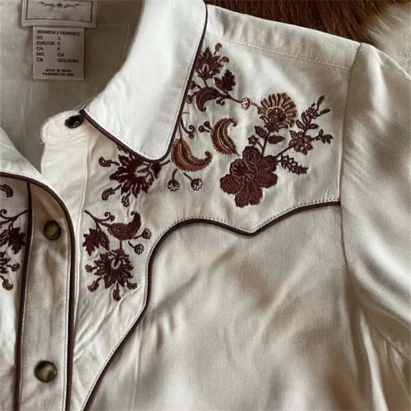 Vintage Western Paisley Floral Embroidered Blouse