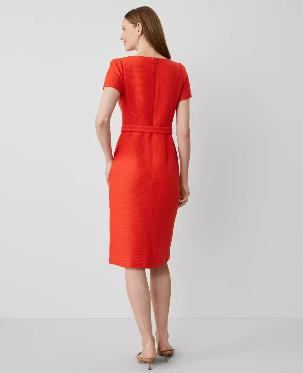 Tweed Short Sleeve Sheath Dress